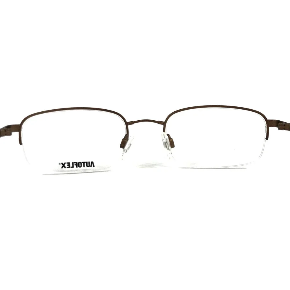 Autoflex with Flexon Eyeglasses Frames 63 MOCHA Brown Square Half Rim 51-20-140